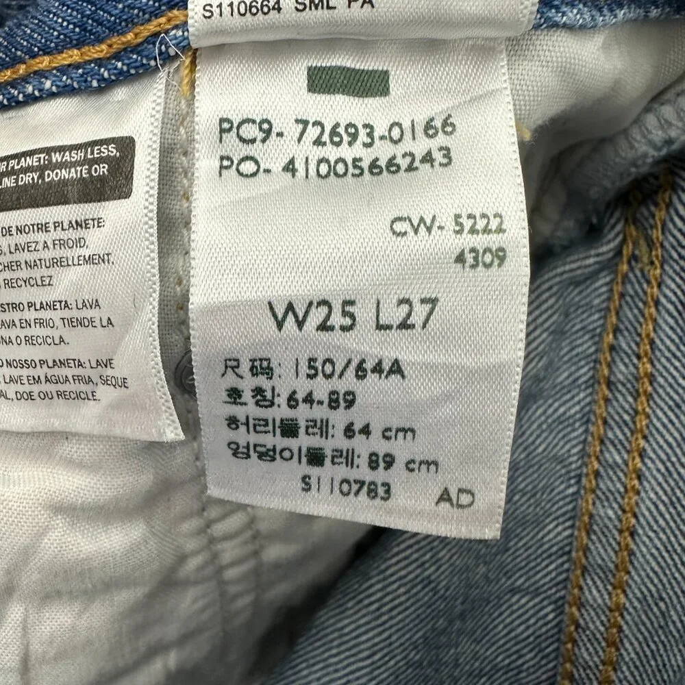 Levi's Ribcage Straight Ankle Distressed Raw Hem Button Fly Women's size 25 Jean - Picture 5 of 6
